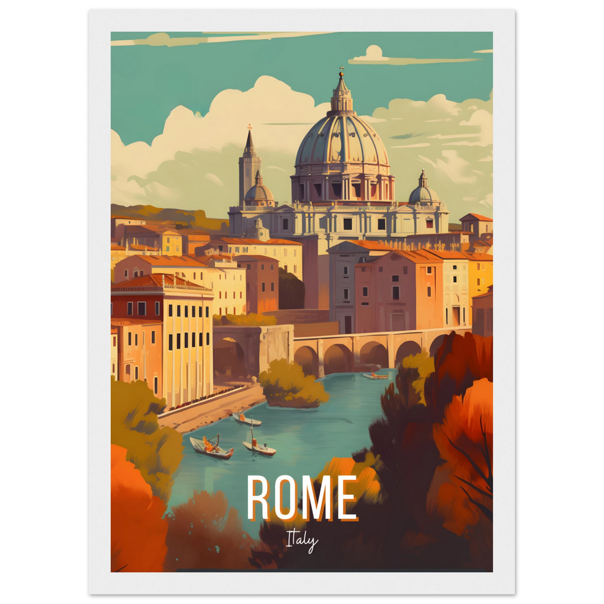 Rome, Italy travel poster (Riverside Dome) – image 4
