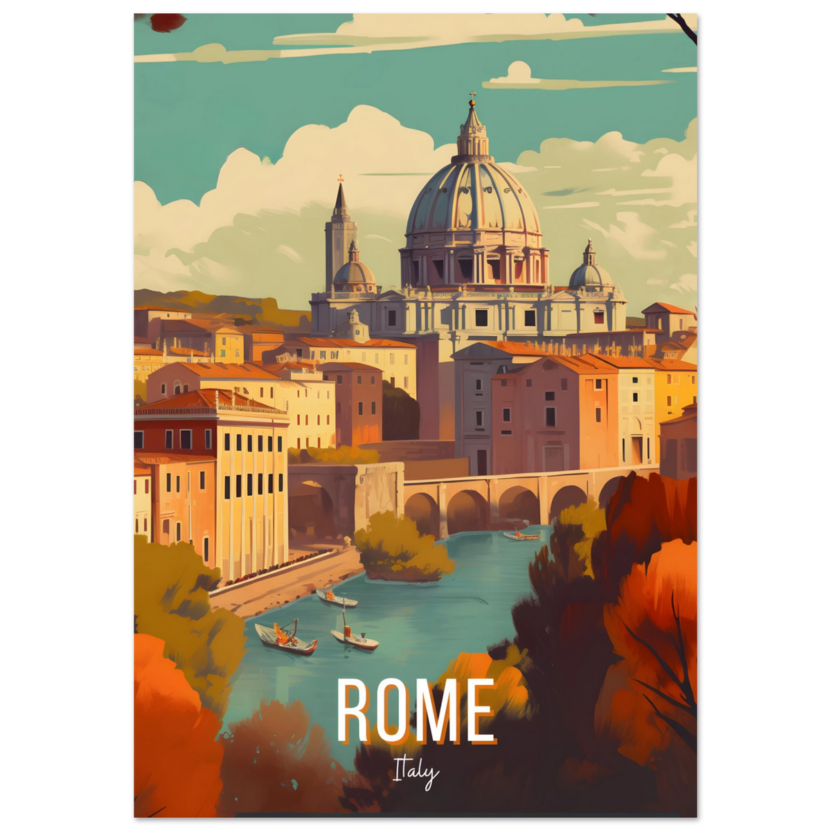 Rome, Italy travel poster (Riverside Dome) – image 3